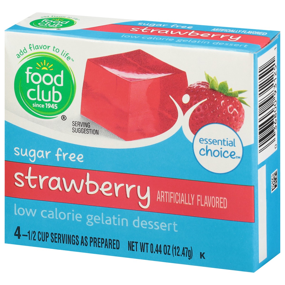 slide 3 of 9, Food Club Essential Choice Sugar Free Low Calorie Strawberry Gelatin Dessert 0.44 oz, 0.44 oz