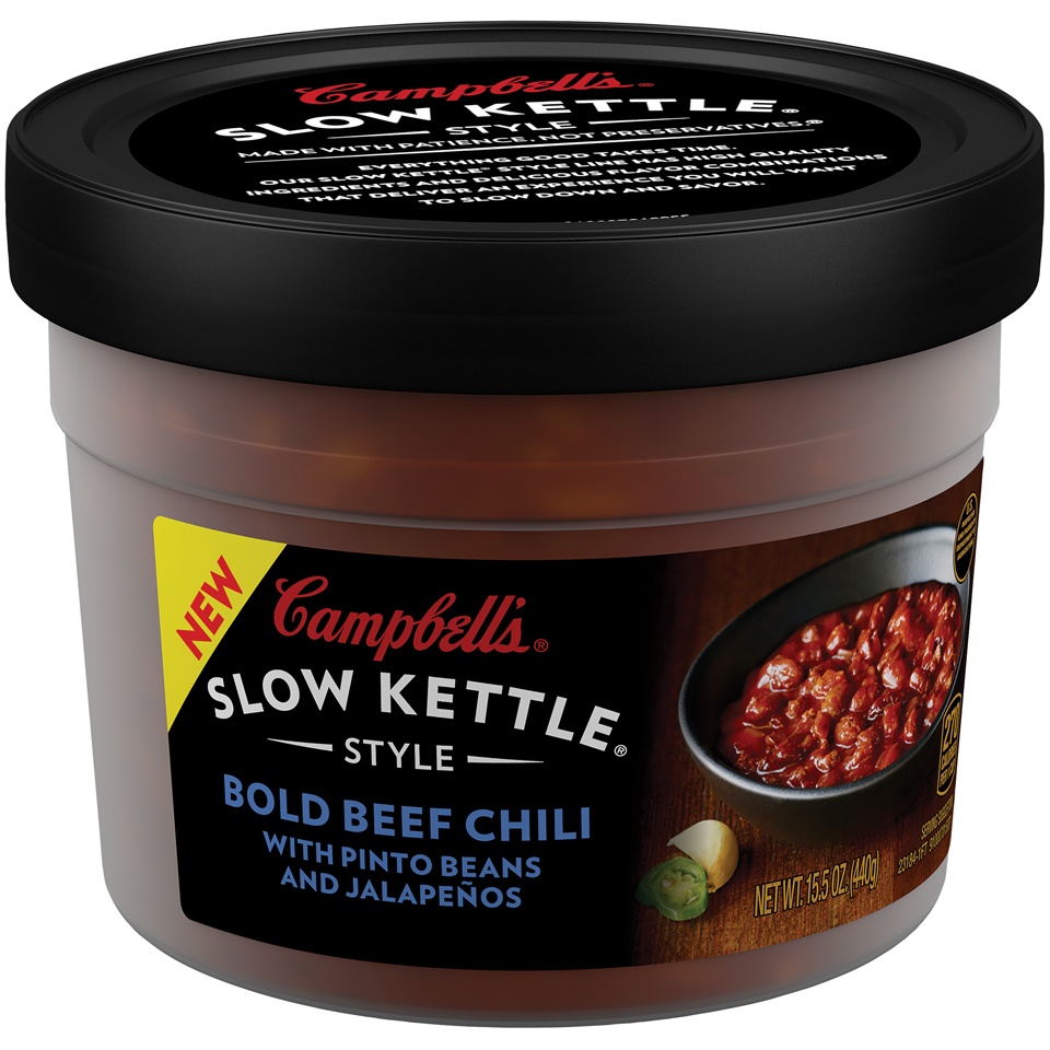 slide 1 of 1, Campbell's Slow Kettle Style Bold Beef Chili, 15.5 oz