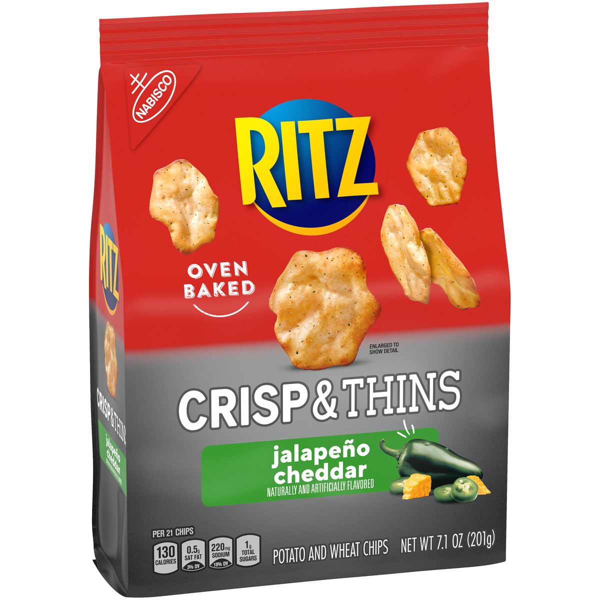 slide 3 of 9, Ritz Nabisco Ritz Crisp & Thins Limited Edition Jalapeno Cheddar Chips, 7.1 oz