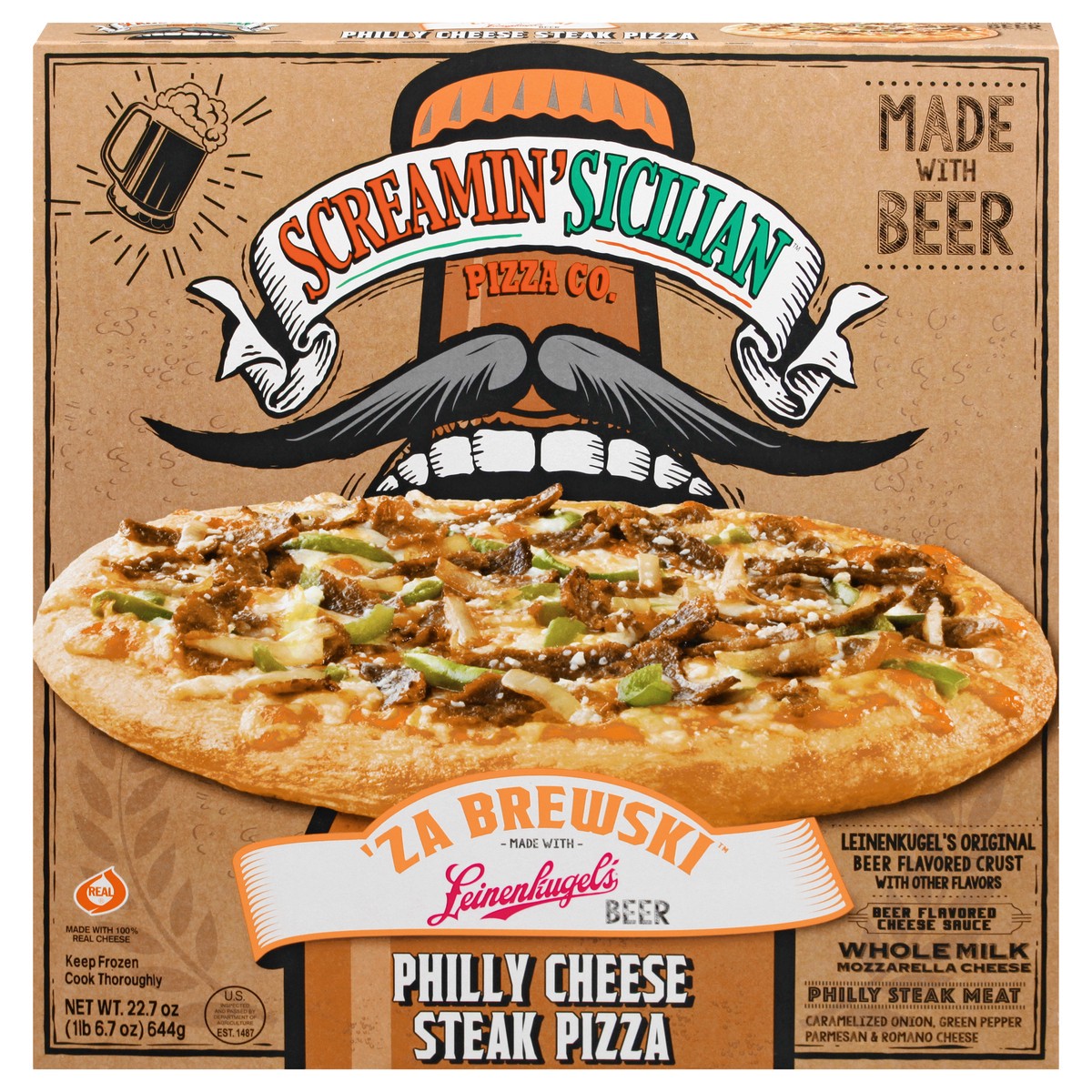 slide 1 of 14, Screamin' Sicilian 'Za Brewski Philly Cheese Steak Pizza 22.7 oz, 22.7 oz