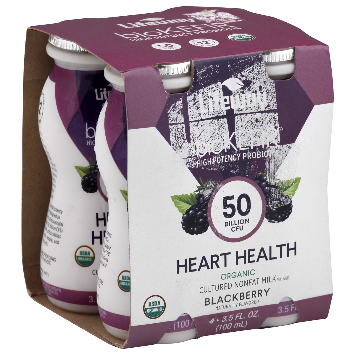 slide 2 of 10, Lifeway BioKefir, Organic, Heart Health, Blueberry, 4 ct