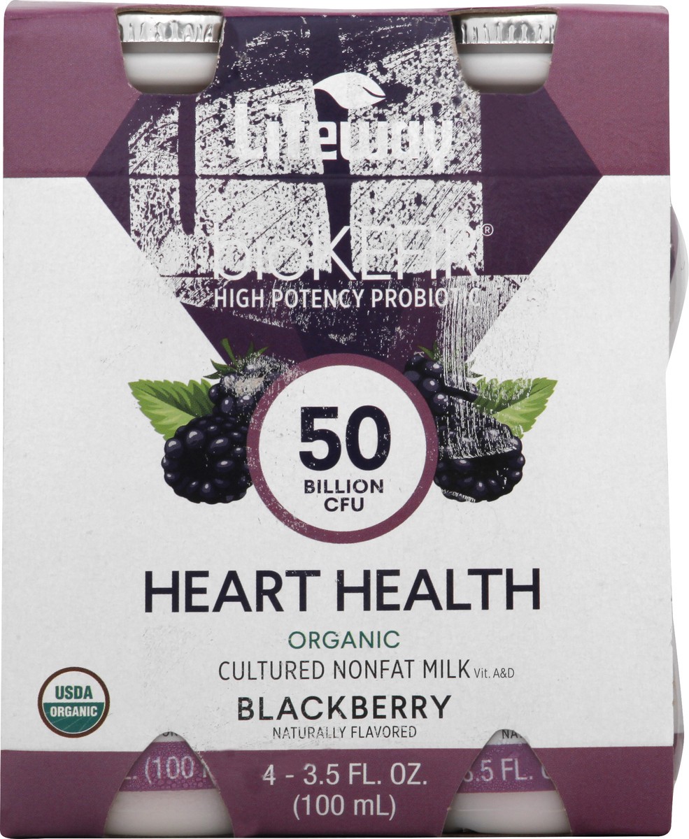 slide 9 of 10, Lifeway BioKefir, Organic, Heart Health, Blueberry, 4 ct