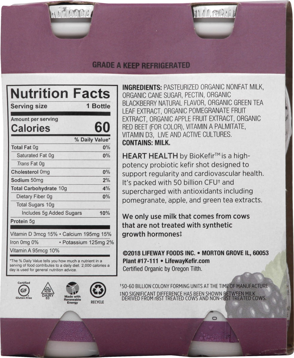 slide 10 of 10, Lifeway BioKefir, Organic, Heart Health, Blueberry, 4 ct