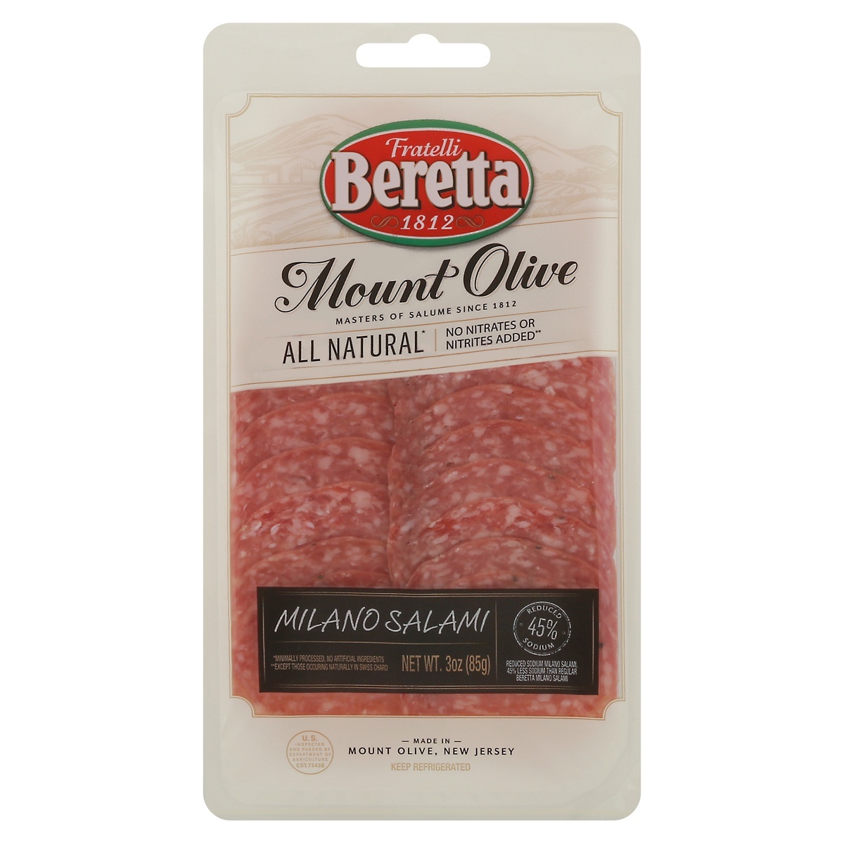 slide 1 of 9, Fratelli Beretta Mount Olive Milano Salami 3 oz, 3 oz