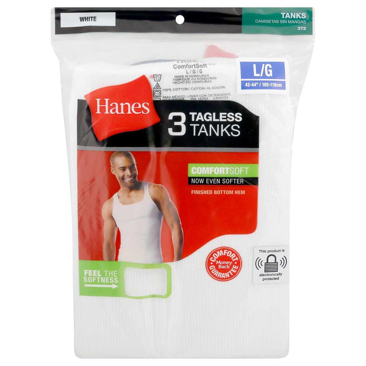 slide 6 of 9, Hanes L/G White Tagless Tanks 3 ea, 3 ct