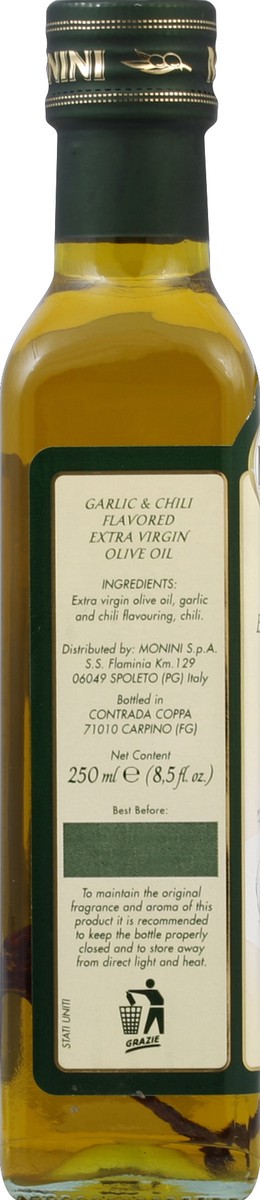 slide 3 of 6, Monini Garlic & Chili Flavored Extra Virgin Olive Oil, 8.5 fl oz