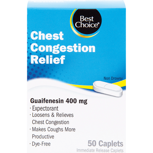 slide 1 of 1, Best Choice Chest Congestion Relief Caplets, 50 ct