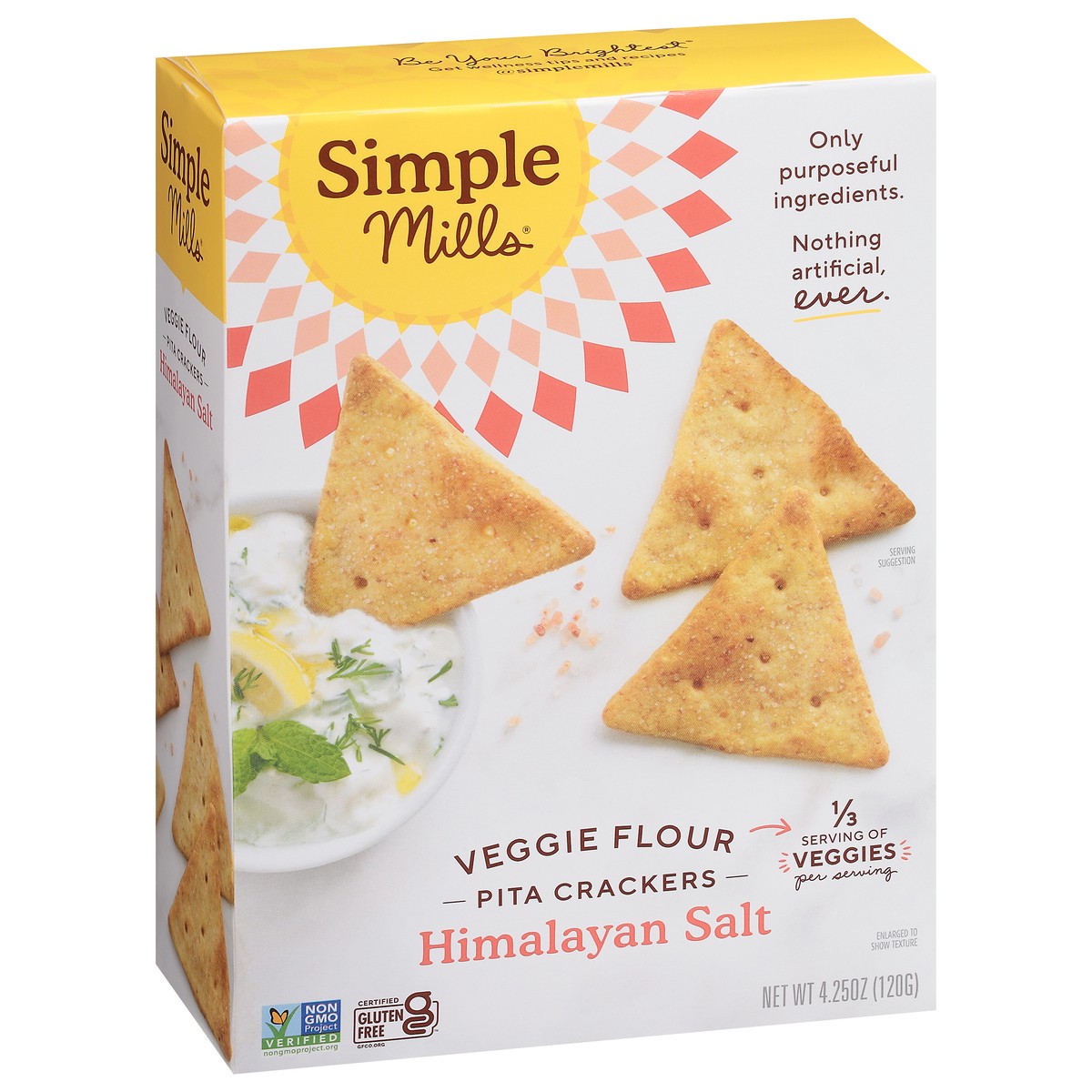 slide 2 of 9, Simple Mills Veggie Flour Himalayan Salt Pita Crackers 4.25 oz, 1 ct