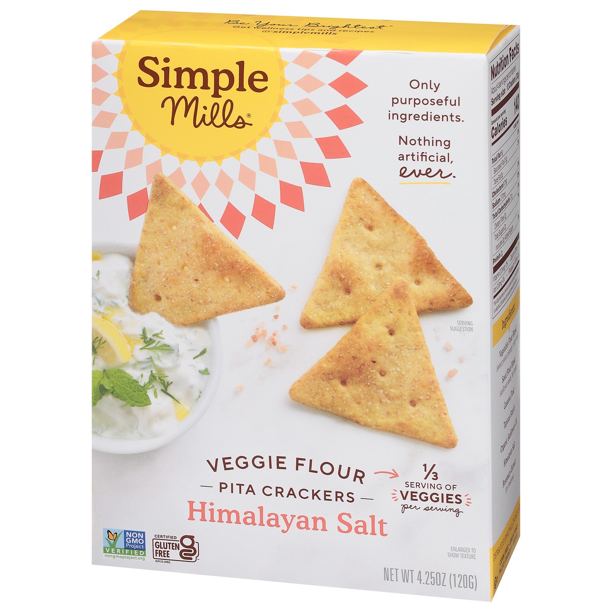 slide 5 of 9, Simple Mills Veggie Flour Himalayan Salt Pita Crackers 4.25 oz, 1 ct