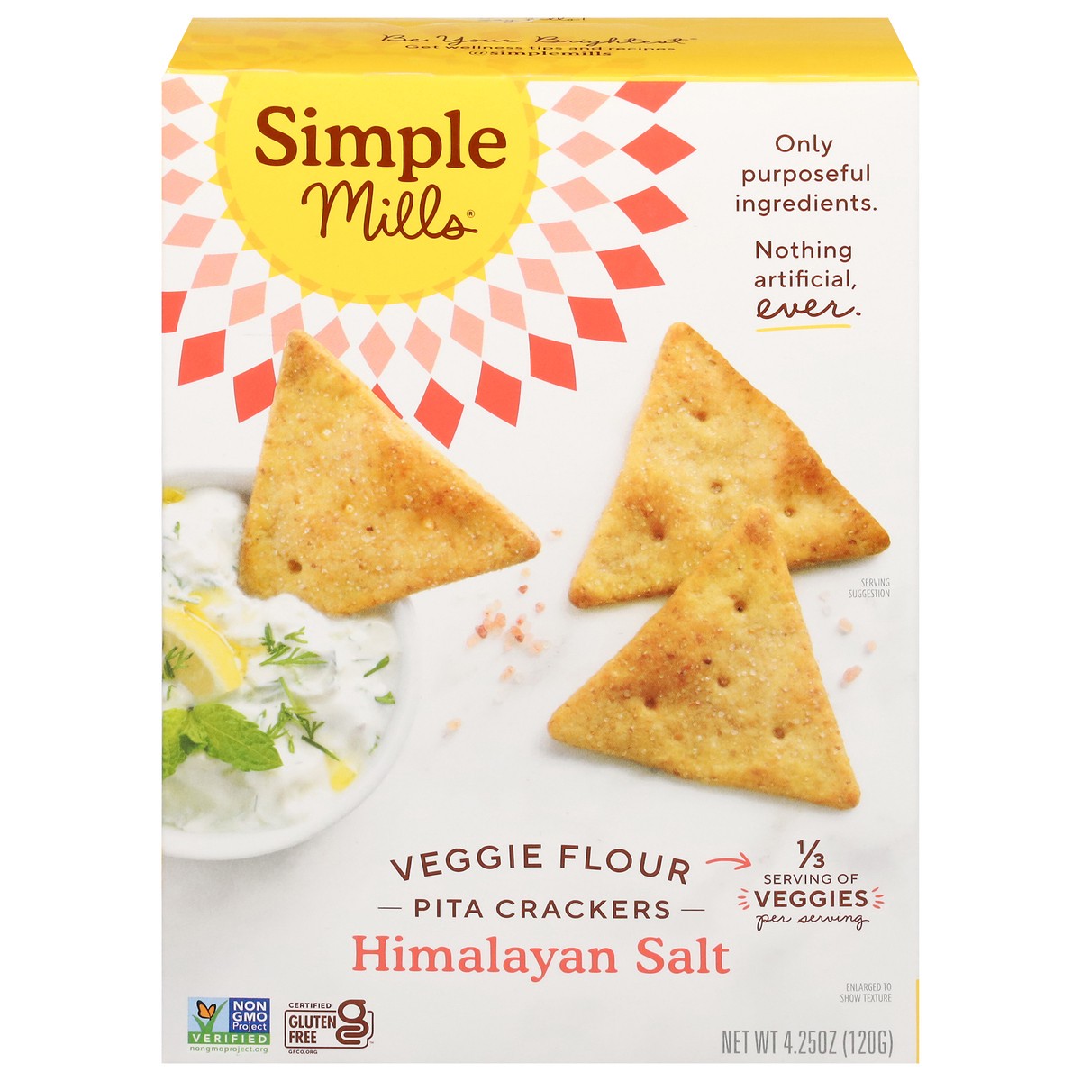 slide 1 of 9, Simple Mills Veggie Flour Himalayan Salt Pita Crackers 4.25 oz, 1 ct