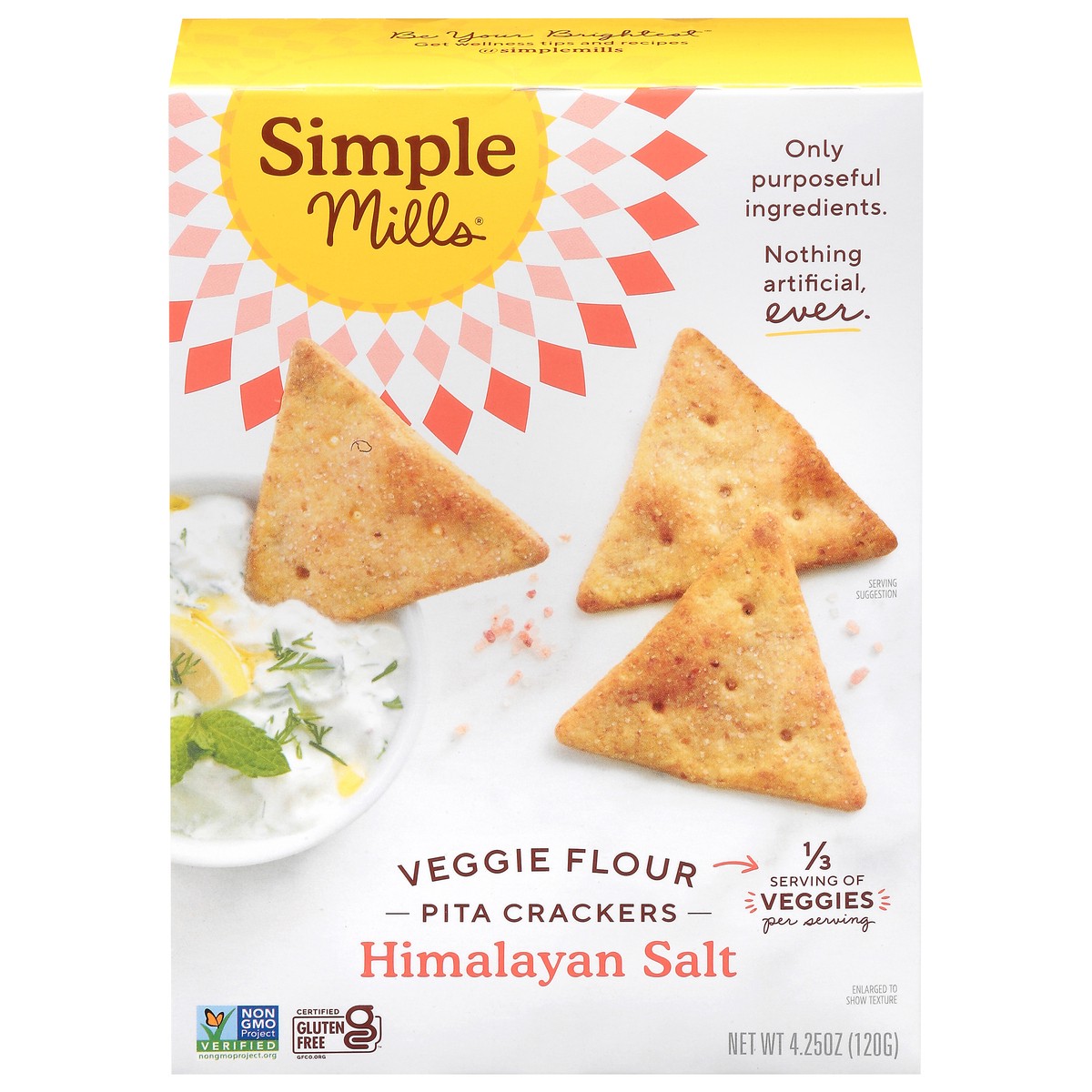 slide 1 of 9, Simple Mills Veggie Flour Himalayan Salt Pita Crackers 4.25 oz, 1 ct