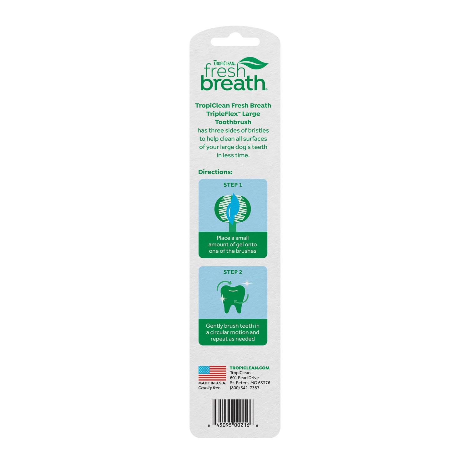 slide 6 of 8, TropiClean Fresh Breath Triple Flex Toothbrush for Large Dogs, 1 ct
