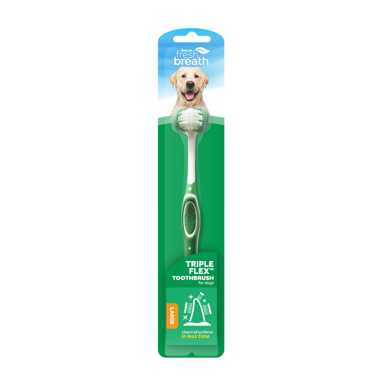 slide 1 of 8, TropiClean Fresh Breath Triple Flex Toothbrush for Large Dogs, 1 ct