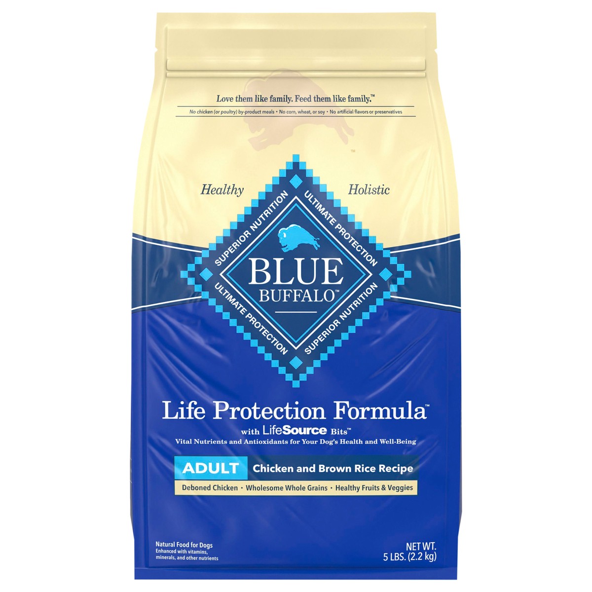 slide 3 of 4, Blue Buffalo Life Protection Formula Adult Dog Food, Chicken Brown Rice, 5 lbs., 5 lb