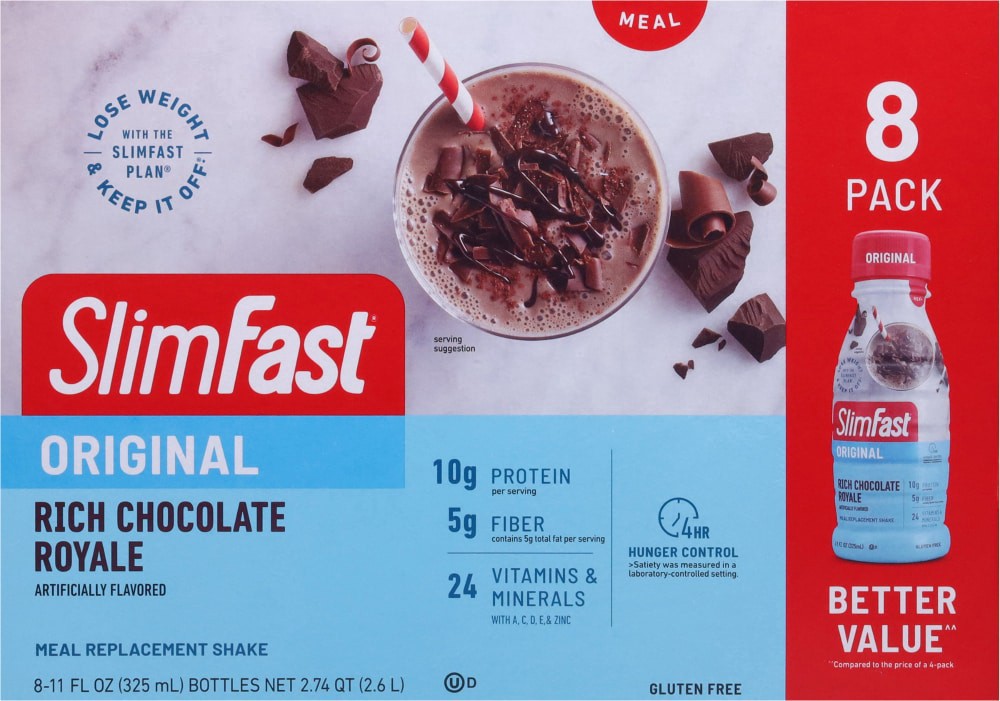 slide 2 of 2, Slimfast Original Rich Chocolate Royale Meal Replacement Shakes, 8 ct; 11 oz