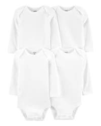 Carter's Baby 4-Pack Long-Sleeve Original Bodysuits White