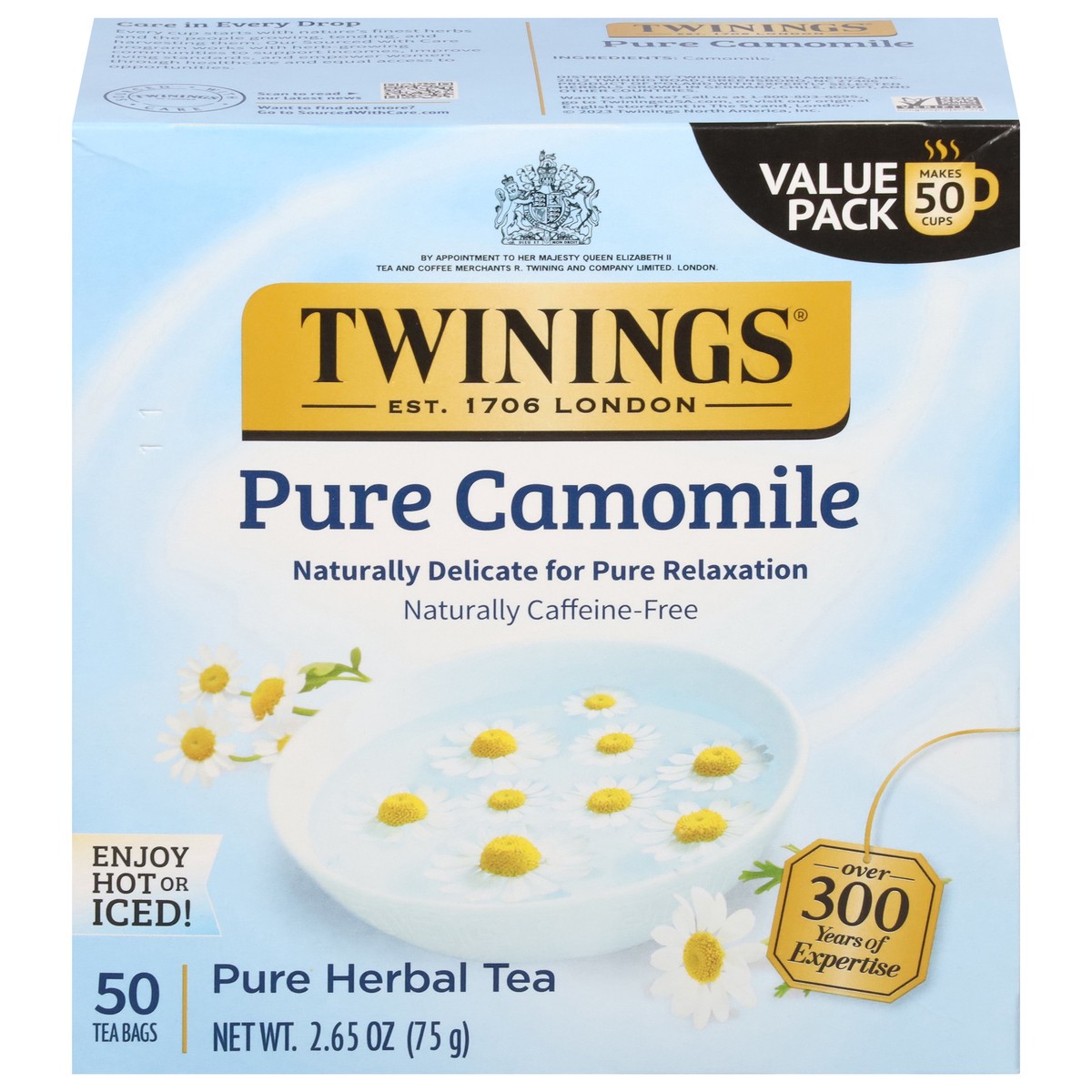 slide 10 of 15, Twinings Pure Camomile Herbal Tea Value Pack 50 Tea Bags, 50 ct