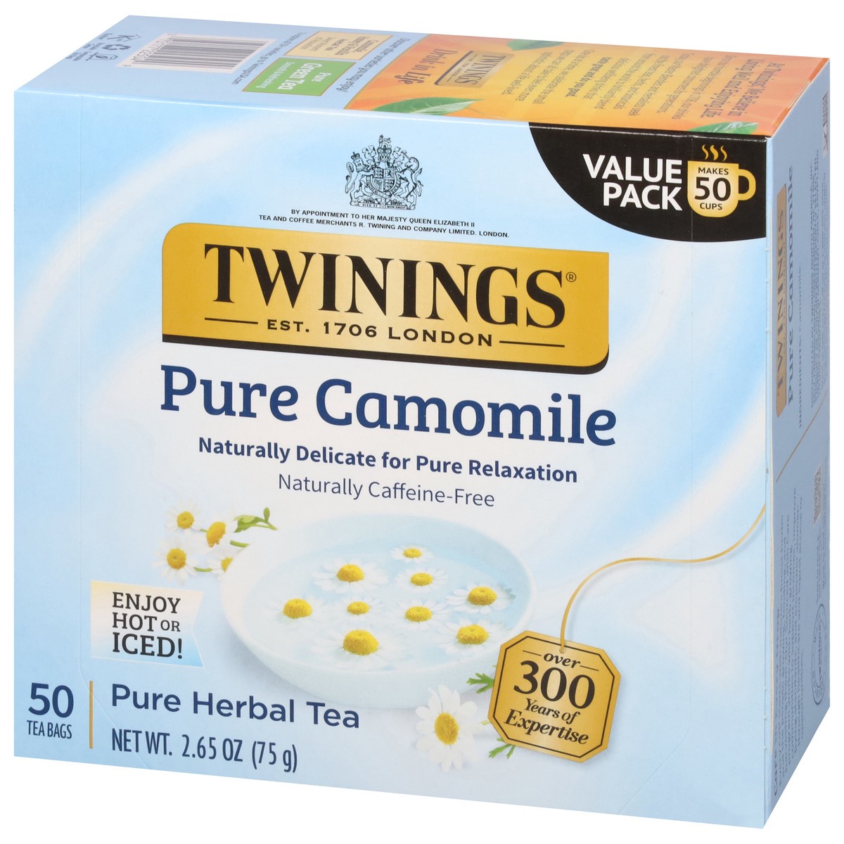 slide 15 of 15, Twinings Pure Camomile Herbal Tea Value Pack 50 Tea Bags, 50 ct