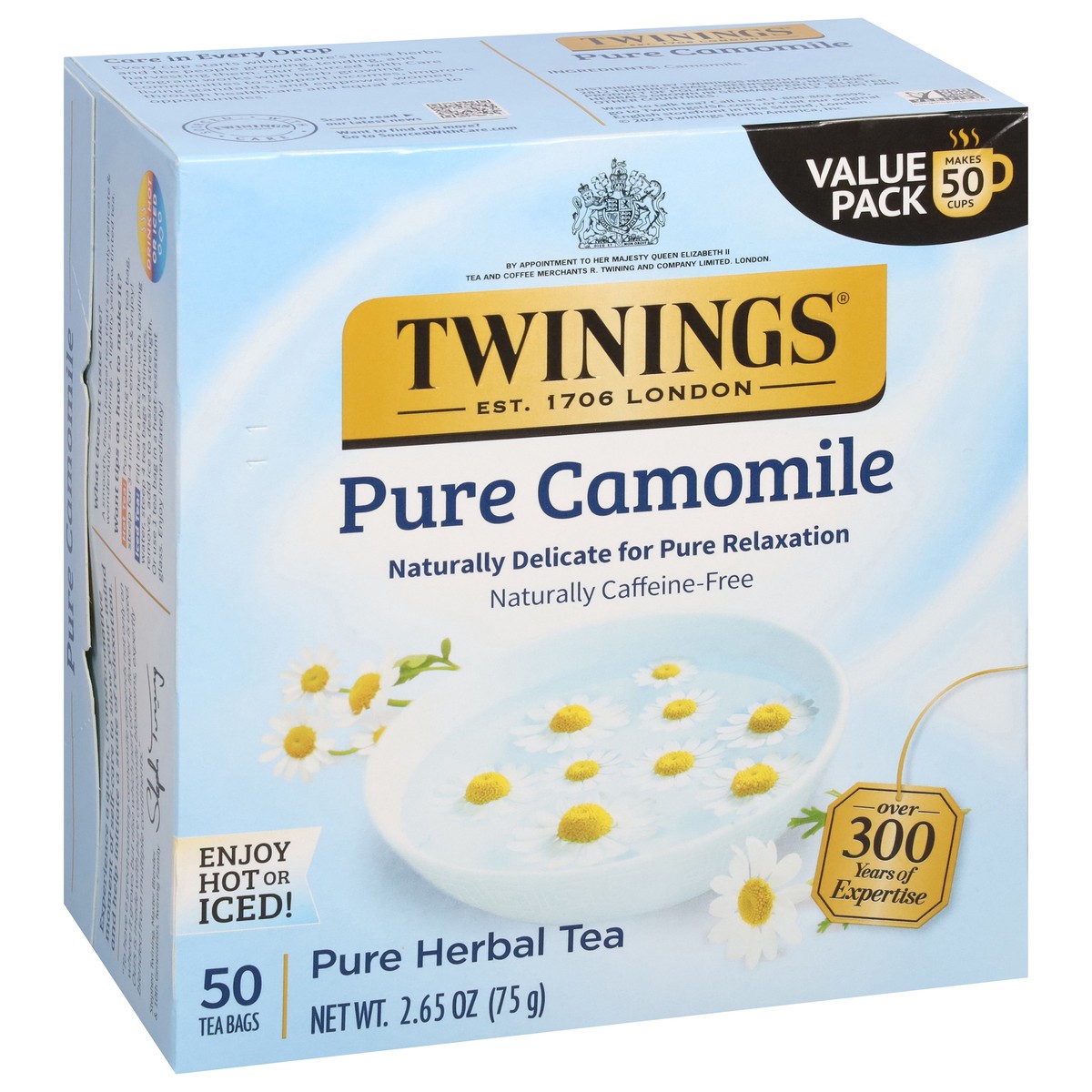 slide 9 of 15, Twinings Pure Camomile Herbal Tea Value Pack 50 Tea Bags, 50 ct