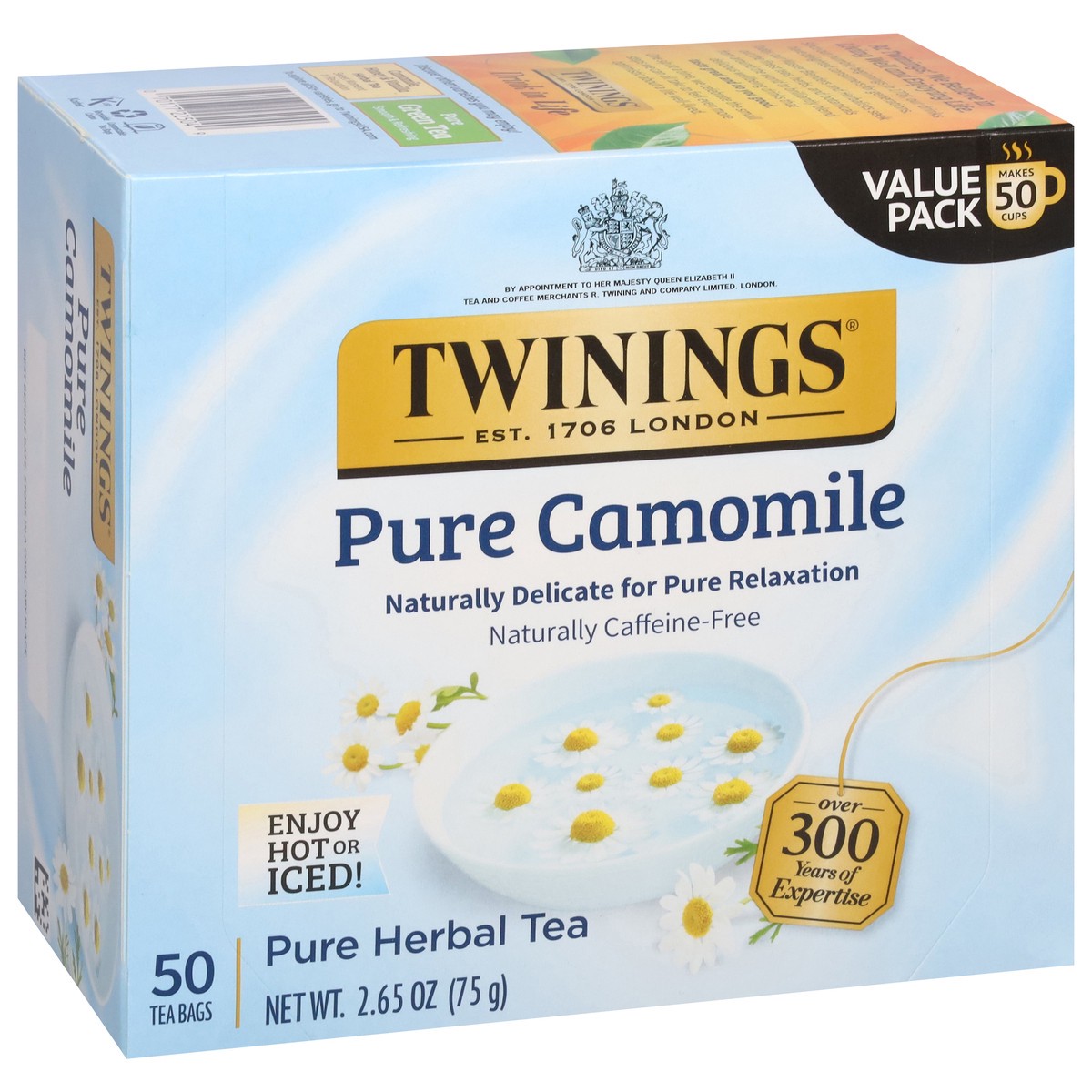 slide 2 of 15, Twinings Pure Camomile Herbal Tea Value Pack 50 Tea Bags, 50 ct