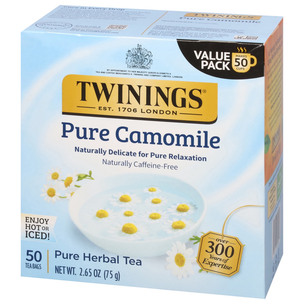 slide 12 of 15, Twinings Pure Camomile Herbal Tea Value Pack 50 Tea Bags, 50 ct