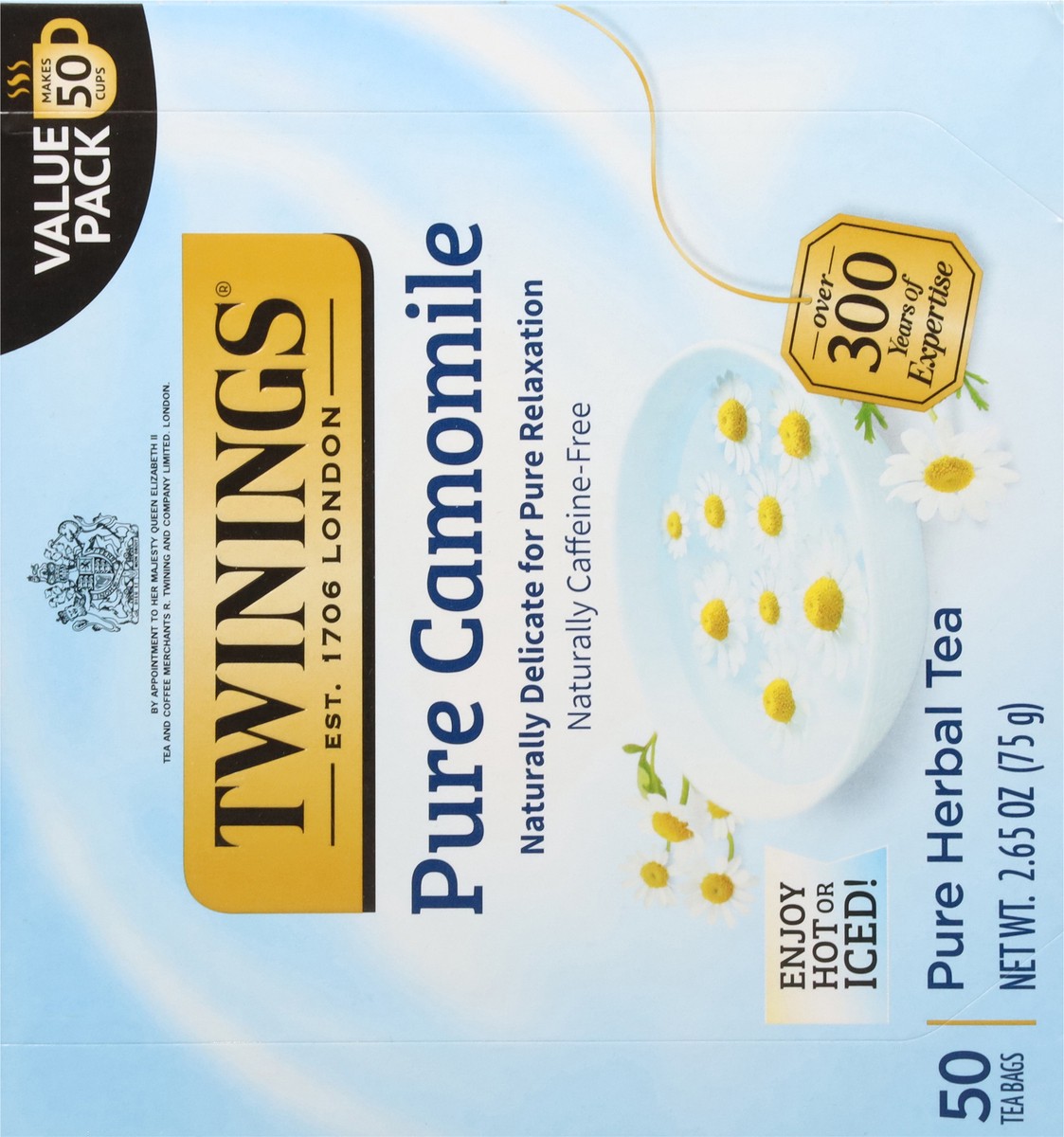 slide 4 of 15, Twinings Pure Camomile Herbal Tea Value Pack 50 Tea Bags, 50 ct