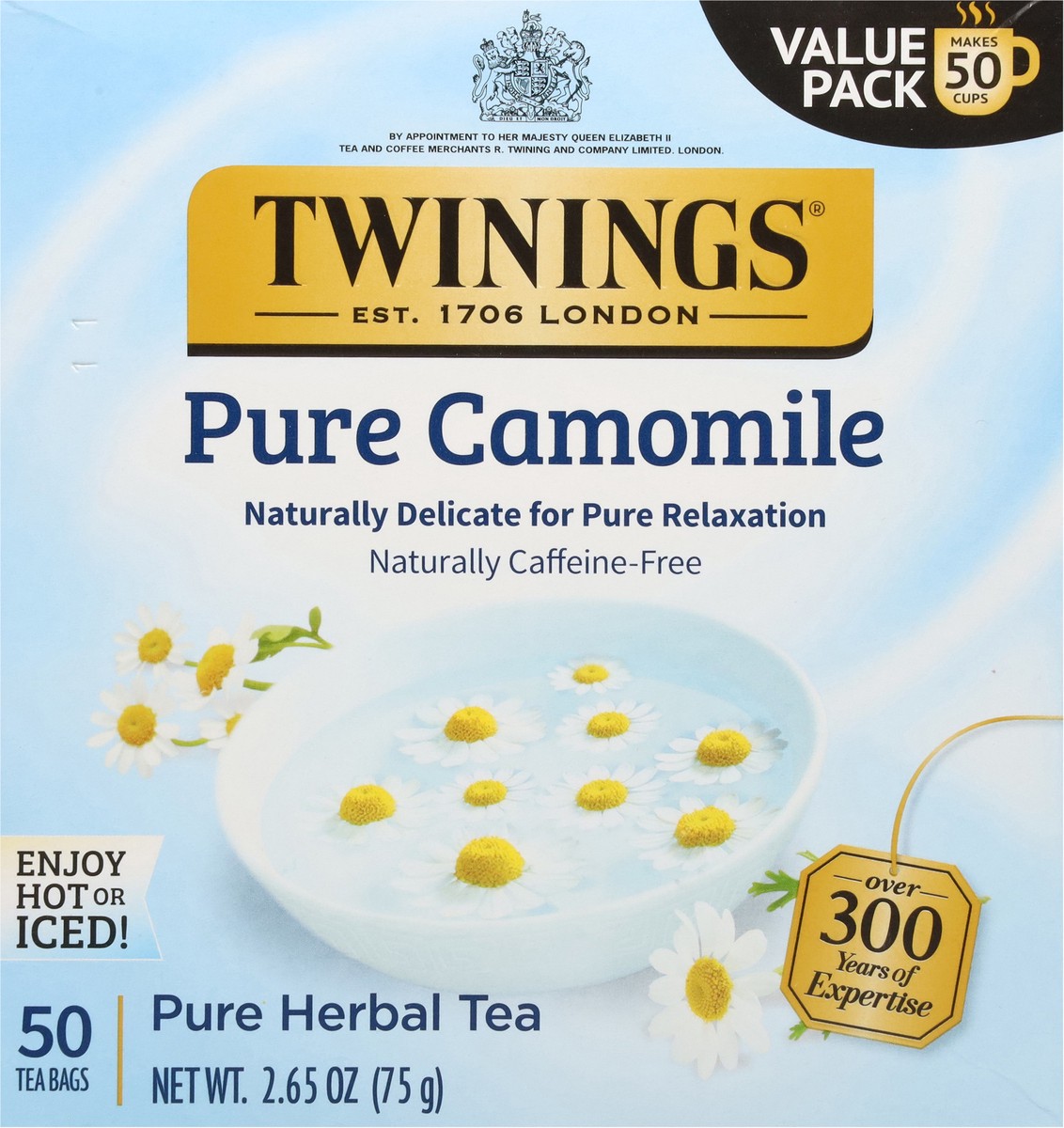 slide 8 of 15, Twinings Pure Camomile Herbal Tea Value Pack 50 Tea Bags, 50 ct