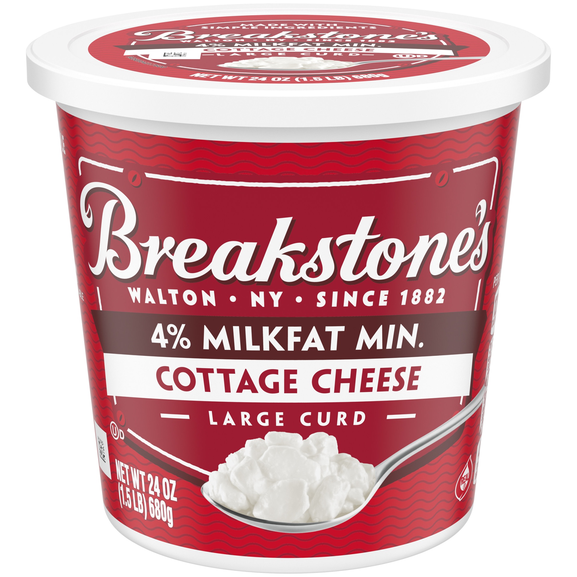 slide 1 of 1, Breakstone's Large Curd Cottage Cheese with 4% Milkfat Tub, 24 oz