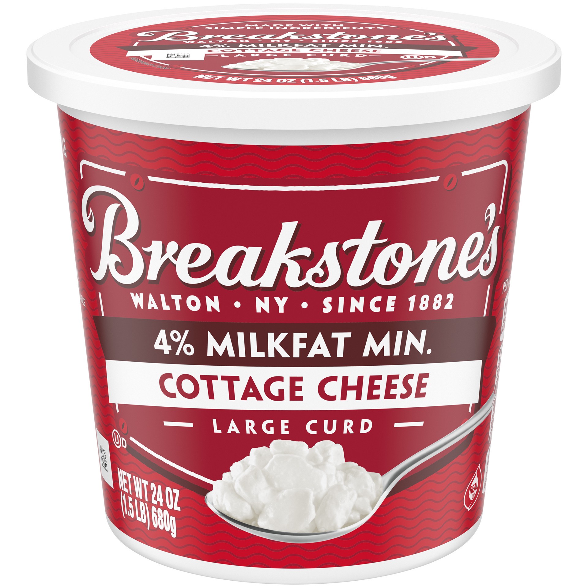 slide 1 of 6, Breakstone's Large Curd Cottage Cheese with 4% Milkfat, 24 oz Tub, 24 oz