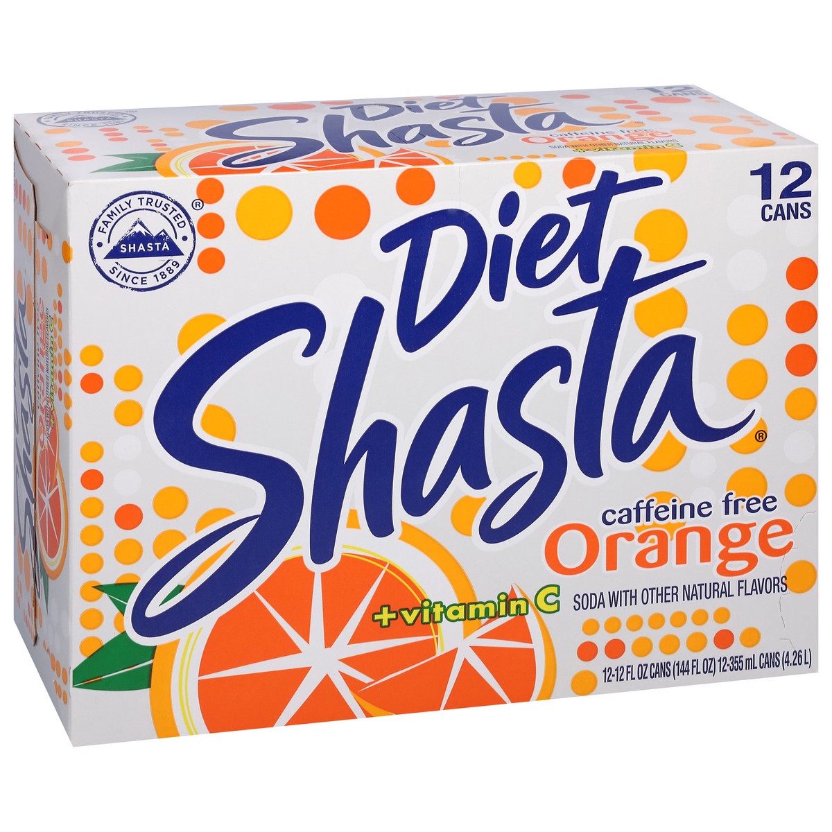 slide 9 of 9, Shasta Caffeine Free Diet + Vitamin C Orange Soda - 12 ct, 12 ct