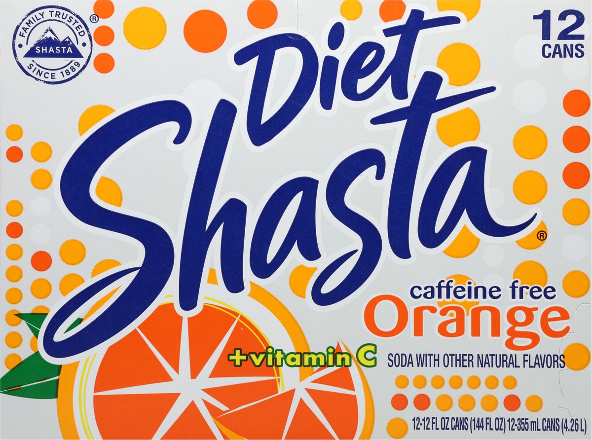 slide 6 of 9, Shasta Caffeine Free Diet + Vitamin C Orange Soda - 12 ct, 12 ct