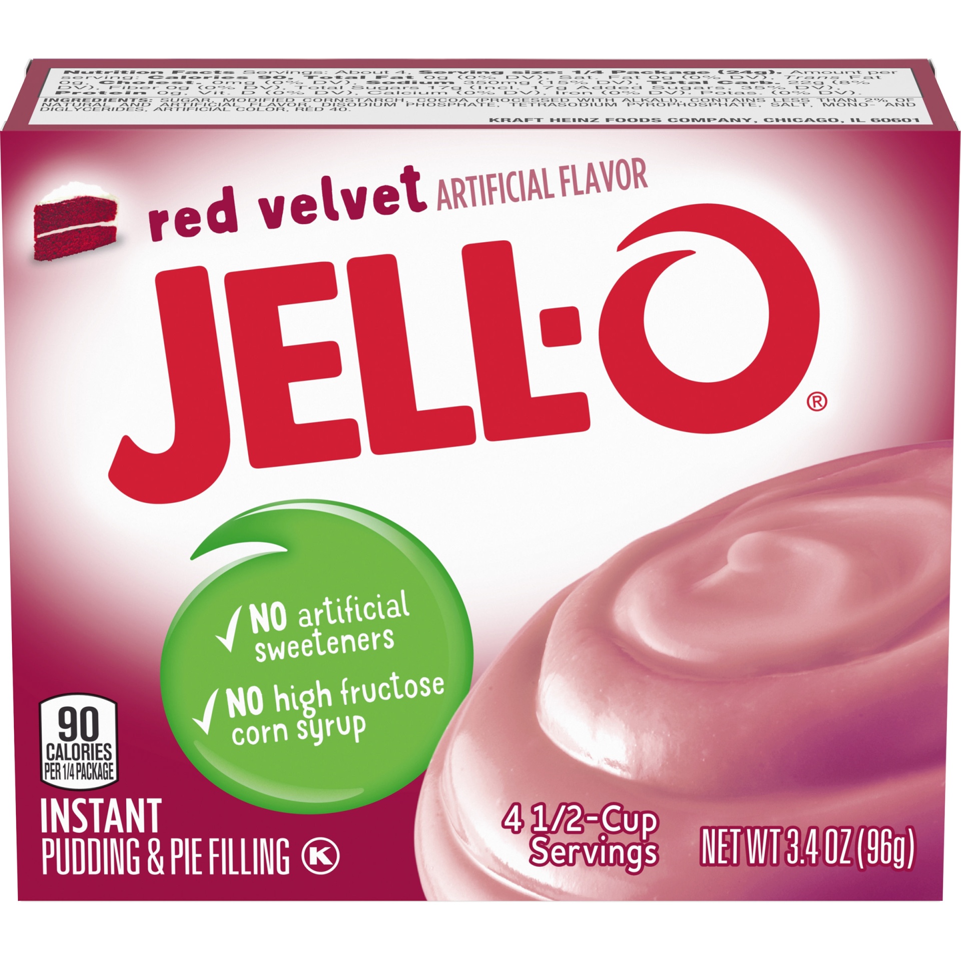 slide 1 of 2, Jell-O Red Velvet Instant Pudding & Pie Filling Mix, 3 oz