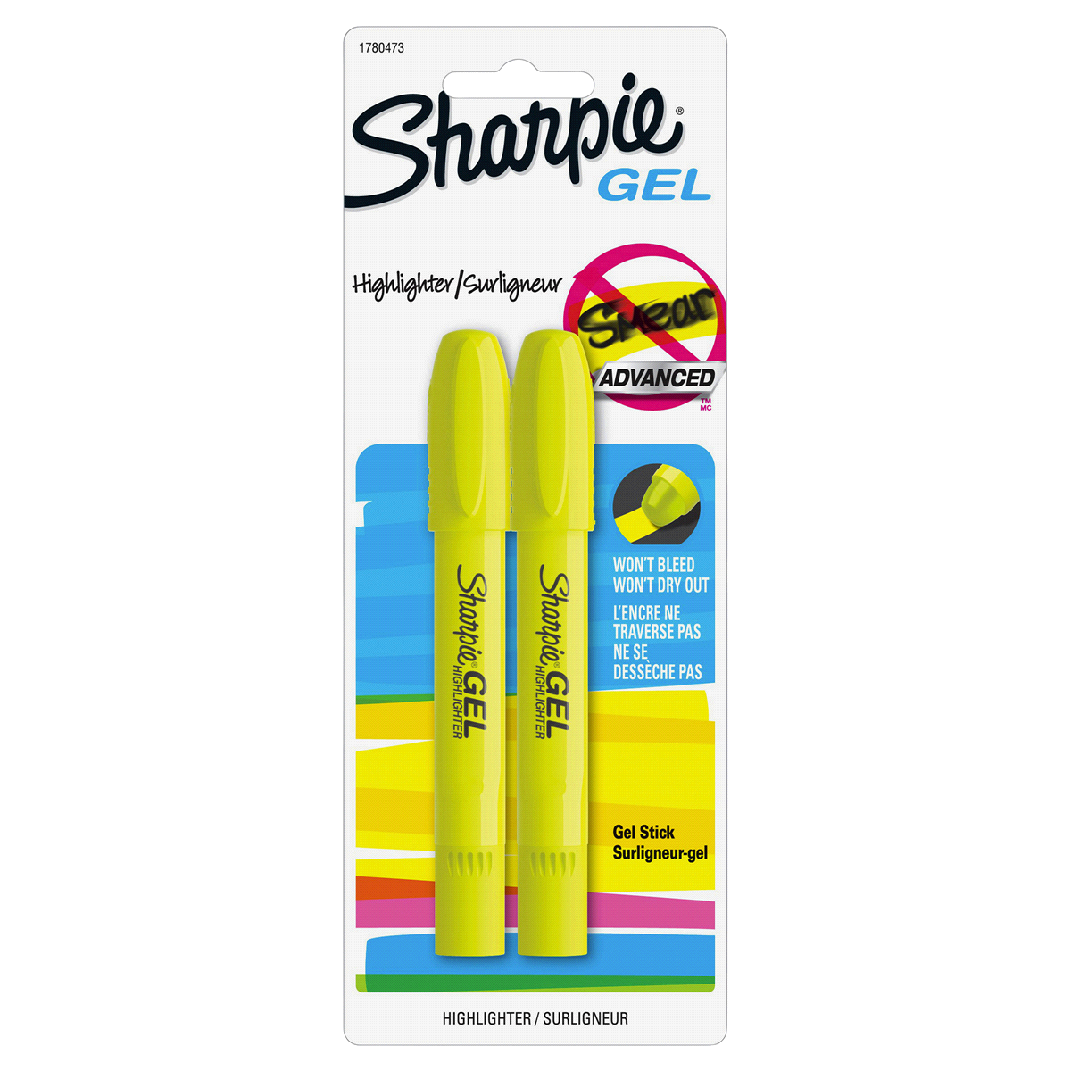 slide 1 of 4, Sharpie Gel Highlighters, Bullet Tip, Fluorescent Yellow, 2 ct