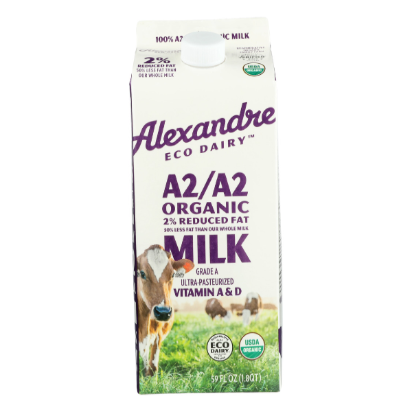 slide 1 of 1, Alexandre Family Farm Alexandre Eco Dairy A2 Organic Reduced Fat 2% Milk, 59 fl oz