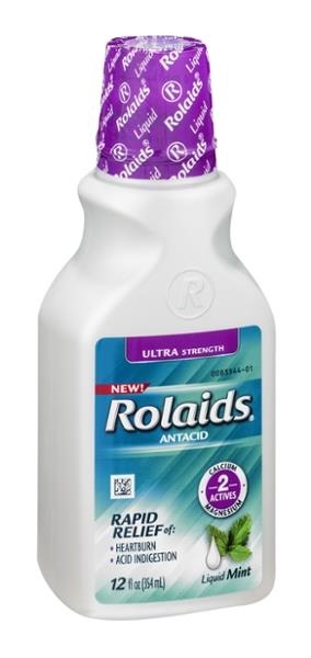 slide 1 of 1, Rolaids Ultra Strength Antacid Rapid Relief Liquid Mint, 14.4 oz