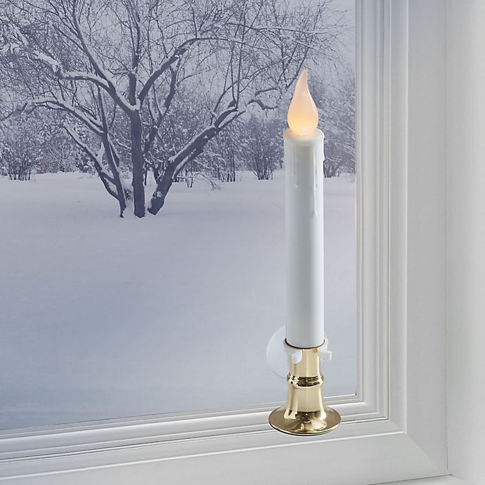 slide 4 of 4, Winter Wonderland Battery Operated Candle Lamp with Timer - Brass, 1 ct
