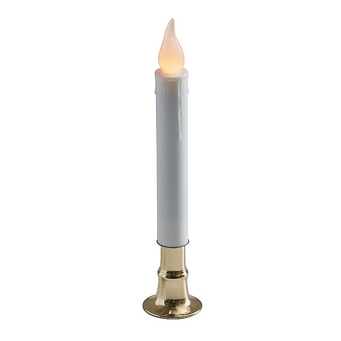 slide 1 of 4, Winter Wonderland Battery Operated Candle Lamp with Timer - Brass, 1 ct
