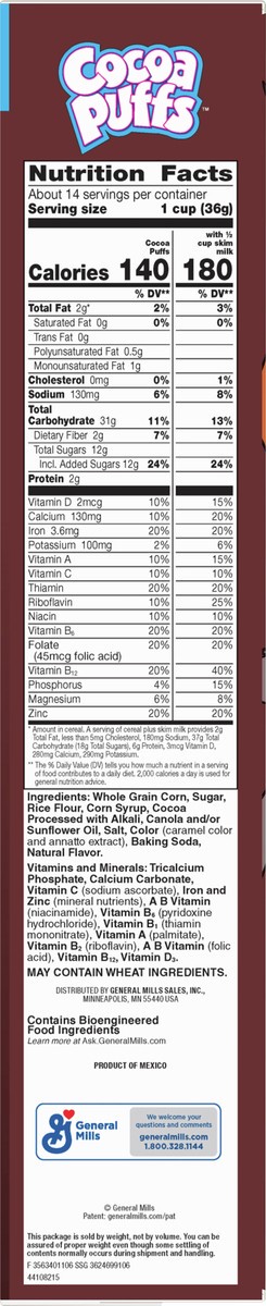 slide 5 of 9, Cocoa Puffs, Chocolate Breakfast Cereal with Whole Grains, 18.1 oz, 18.1 oz