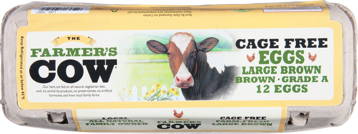 slide 4 of 9, The Farmer's Cow Large Brown Eggs 12 ea, 12 ct