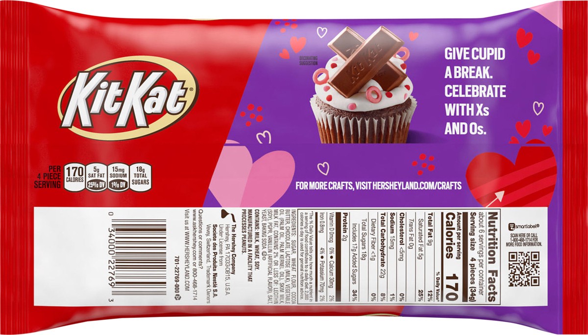 slide 2 of 3, KIT KAT Miniatures Milk Chocolate Wafer Candy Bars, Valentine's Day, 7.5 oz, Bag, 7.5 oz
