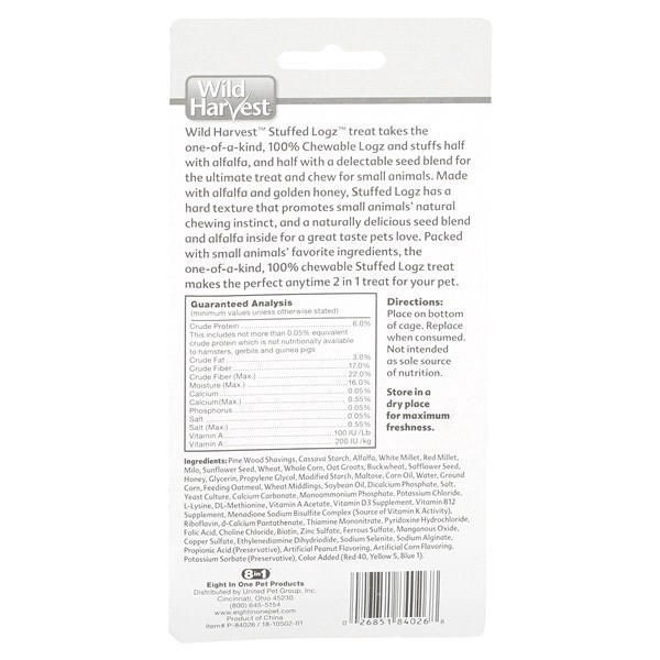 slide 3 of 5, Wild Harvest Stuffed Logz 2-in-1 Chew Treat for Small Animals, 1 ct