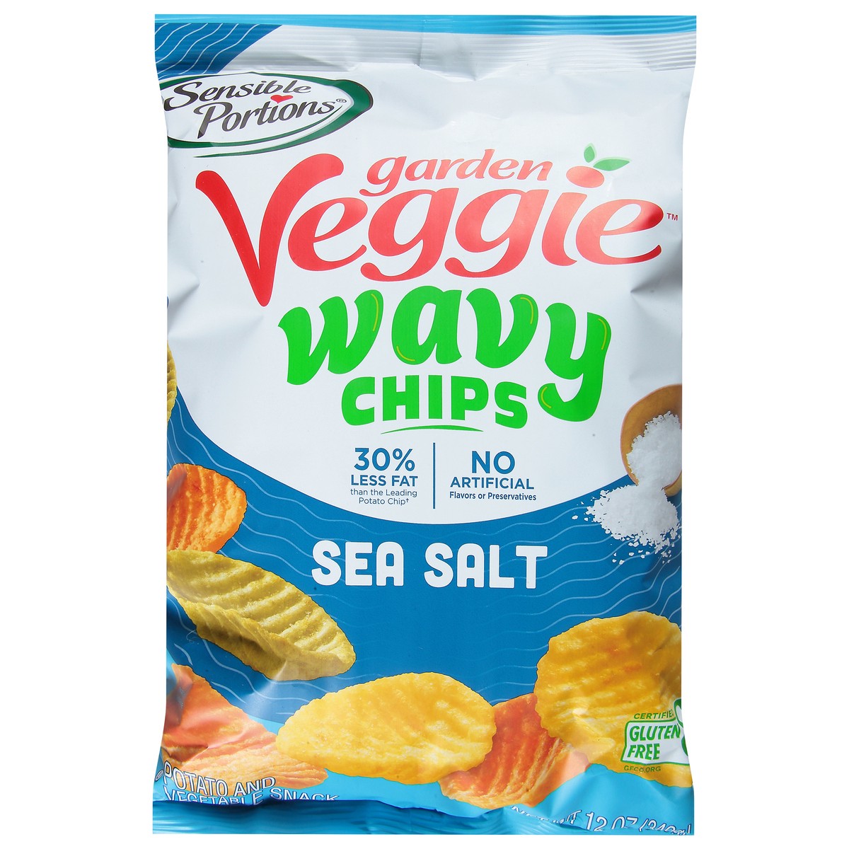 slide 1 of 7, Sensible Portions Garden Veggie Wavy Sea Salt Chips 12 oz, 12 oz