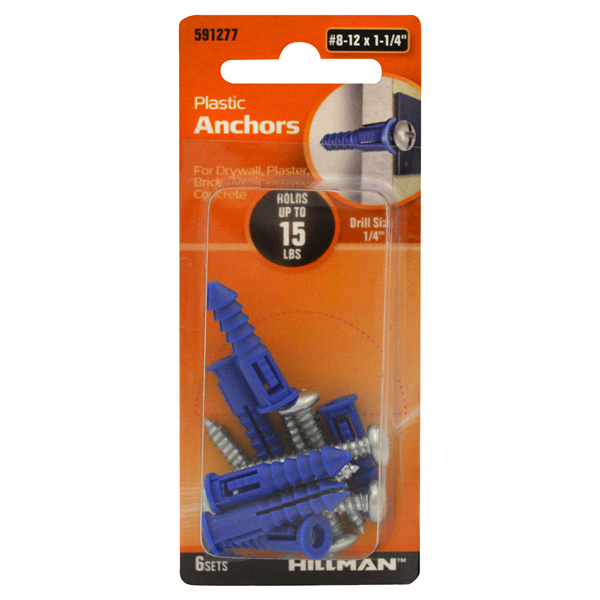 ribbed plastic anchors with screws