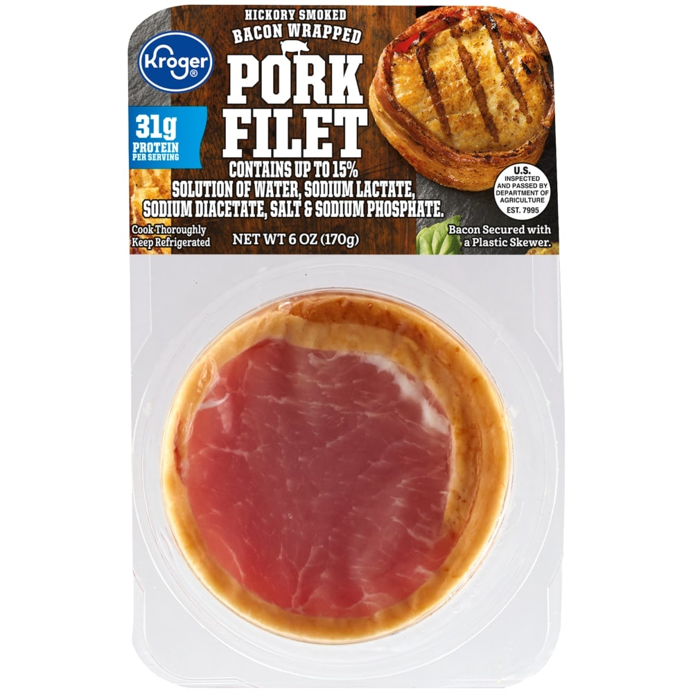 slide 1 of 1, Kroger Bacon Wrap Pork Filet, 6 oz