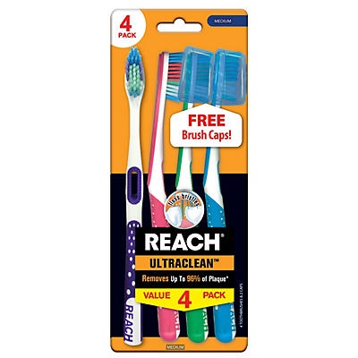 slide 1 of 2, REACH Toothbrushes 4 ea, 4 ct