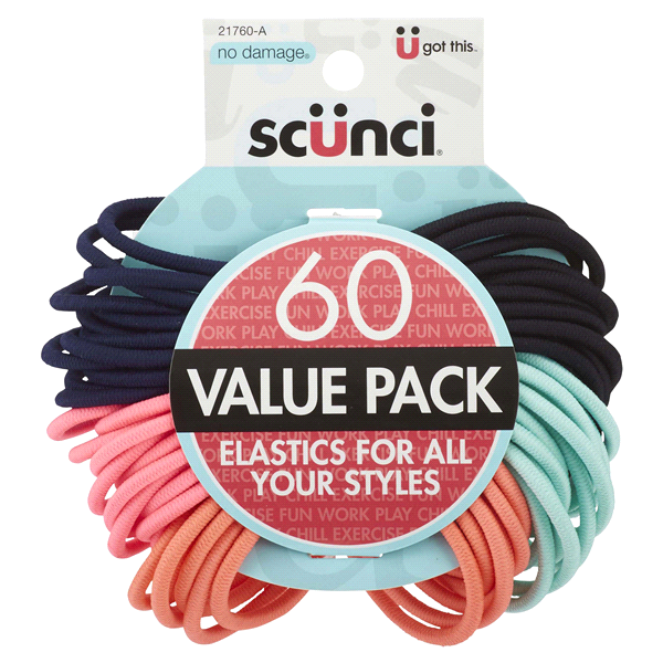 slide 1 of 1, scünci Value No Damage Pop Neon Elastics, 60 ct