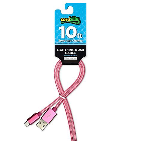 slide 1 of 1, Mobi 10' Cordzilla Lightning Cable, 10 ft