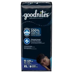 Goodnites Boys' Nighttime Bedwetting Underwear, Size Extra Large (95-140+ lbs), 9 Ct