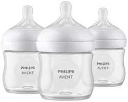 Philips Avent Natural Baby Bottle With Natural Response Nipple, Clear, 4 oz, 3 pk