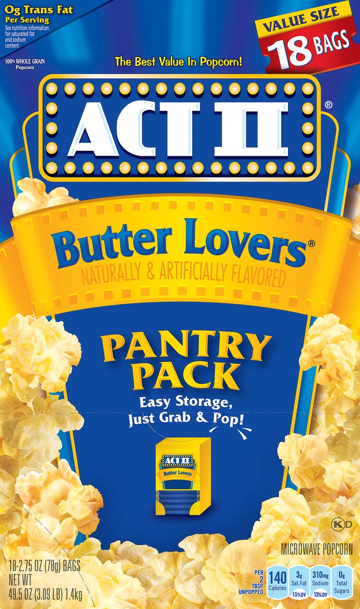 slide 6 of 9, ACT II Value Size Pantry Pack Butter Lovers Popcorn - 18 ct, 18 ct